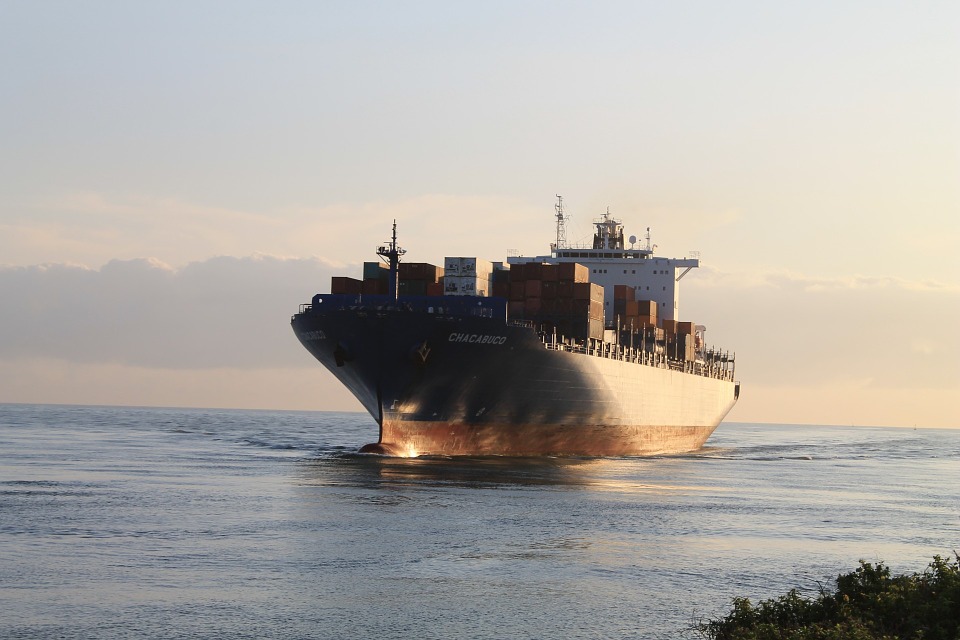 freighter ship at sea