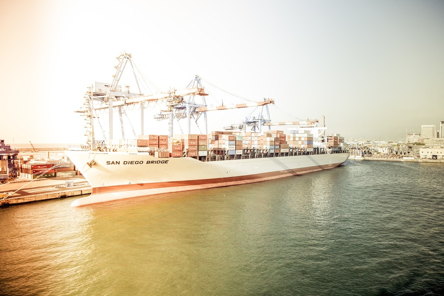 Shipping container at sea