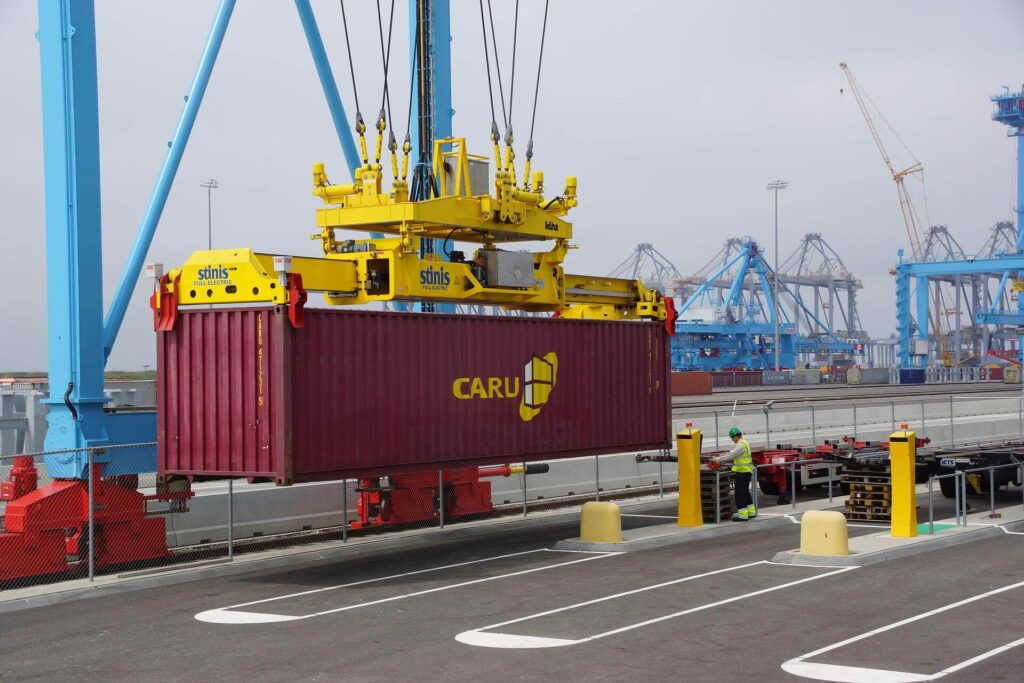 Shipping container at port